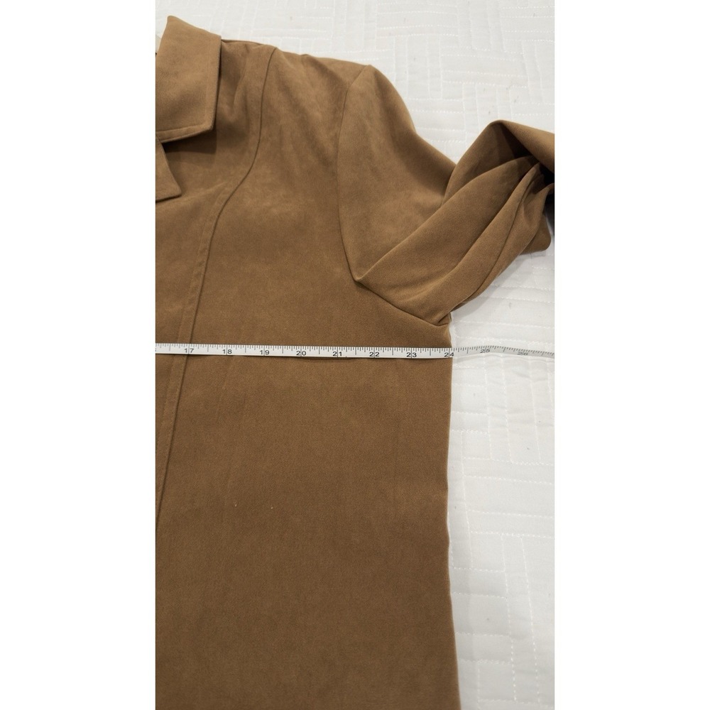 Briggs New York Women XL Brown Faux Suede Blazer Jacket Button Front Pocket - Picture 7 of 9